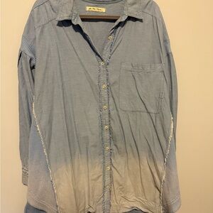 We The Free Blue and White Casual Button Down tunic
